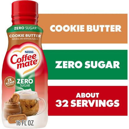 Coffee Mate Zero Sugar Cookie Butter Flavour Liquid Coffee Creamer 16oz (473ml)