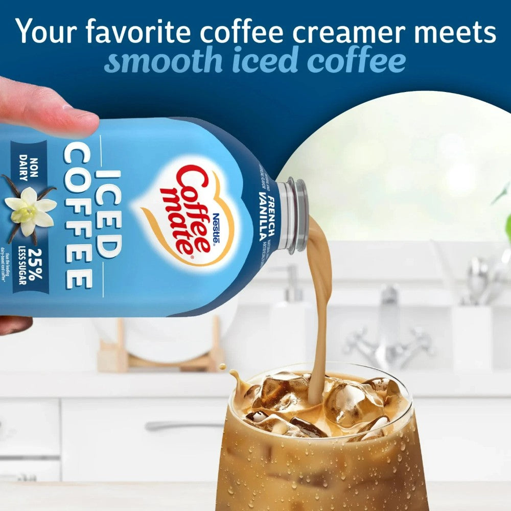 Coffee Mate Iced Coffee French Vanilla Flavored Iced Coffee Non-Dairy Ready to Drink 50oz (1.47L)