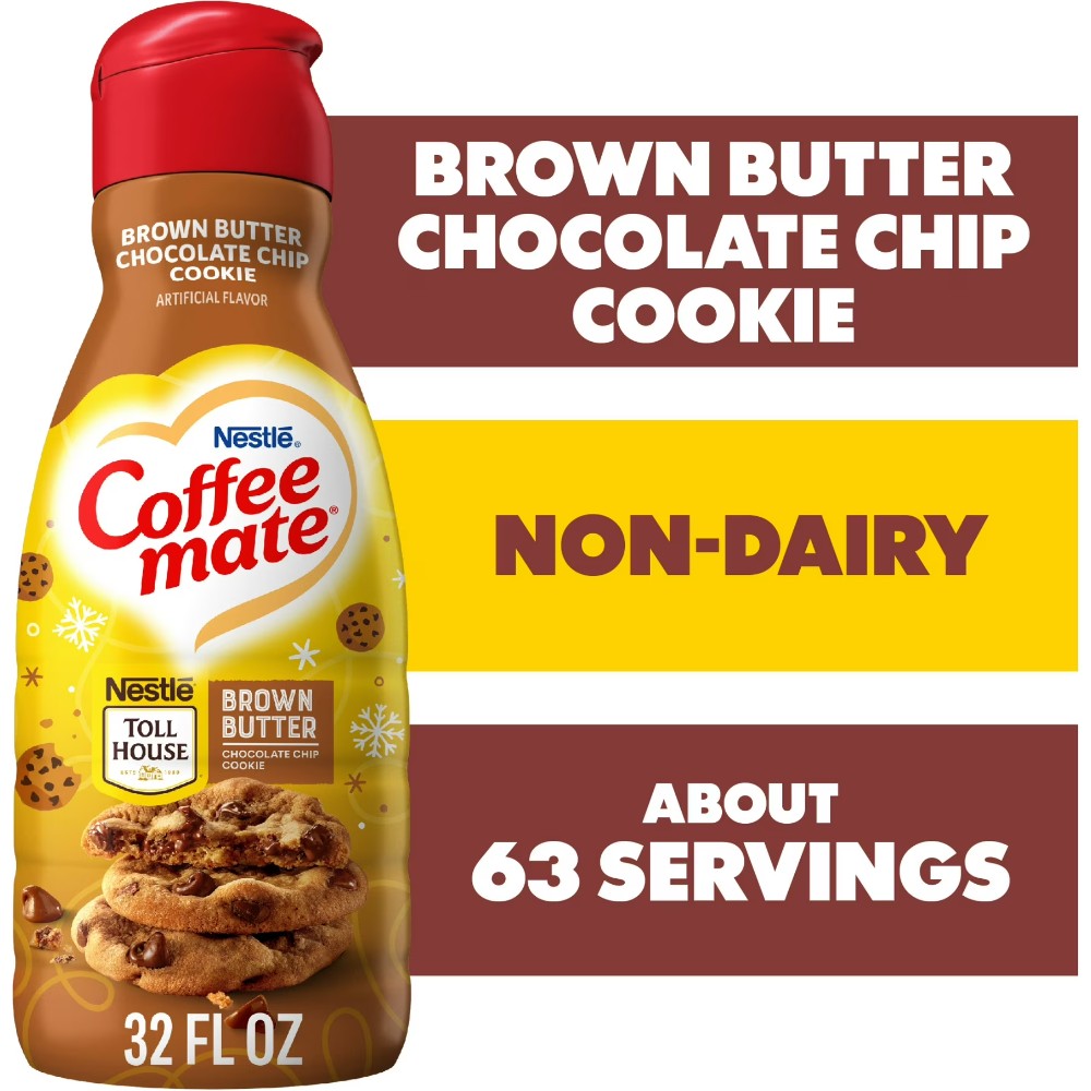 Coffee Mate Brown Butter Chocolate Chip Cookie Liquid Non-Dairy Coffee Creamer 32oz (946ml)