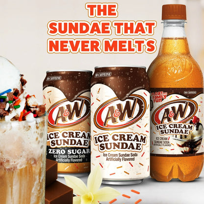 A&W Ice Cream Sundae Soda Pop Fizzy Drink 12oz (355ml) Cans