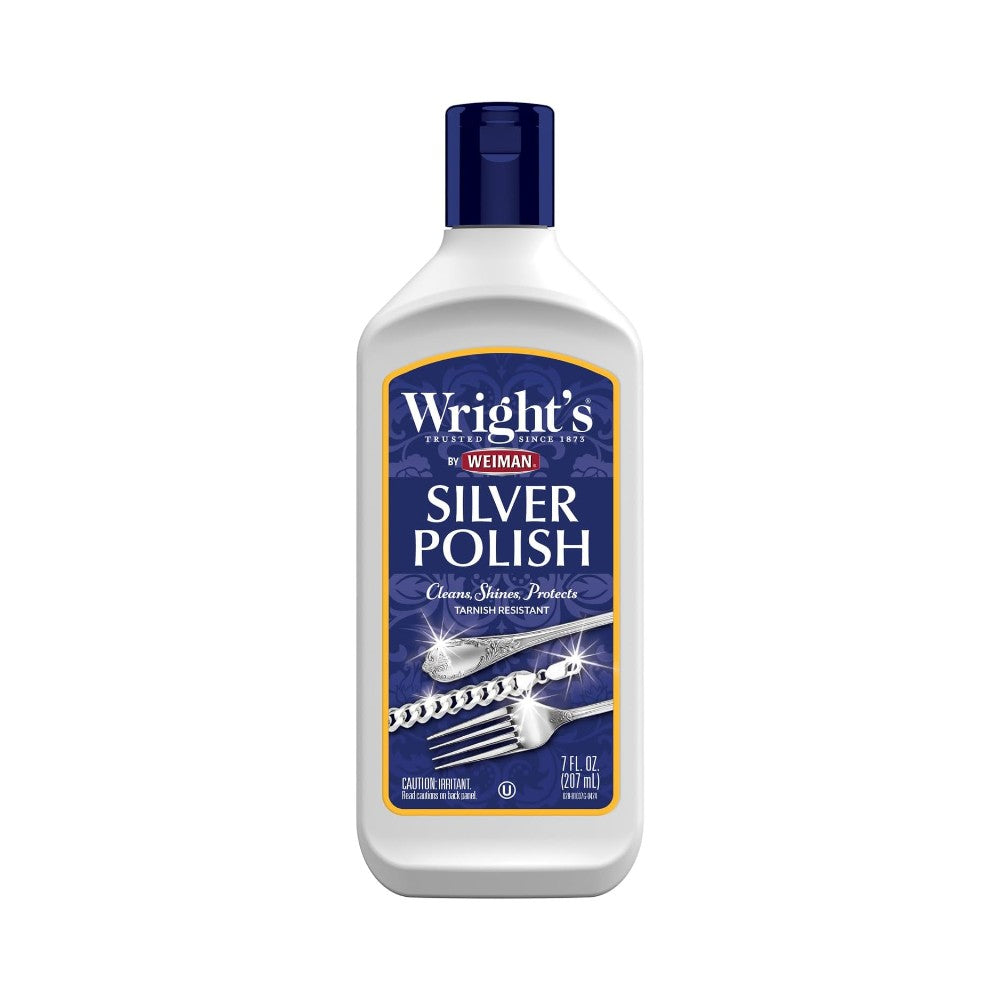 Wright's Anti Tarnish Silver Polish 7oz (207ml) Use on Silver, Jewelry, Antique Silver, Gold, Brass, Copper and Aluminum