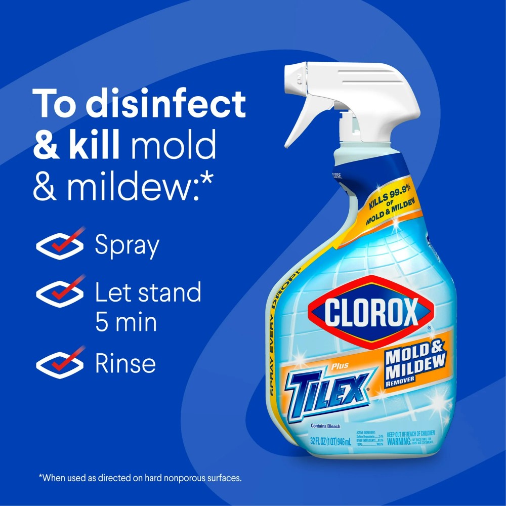 Clorox Plus Tilex Mold and Mildew Remover Bathroom and Shower Cleaner Spray 32oz (946ml)