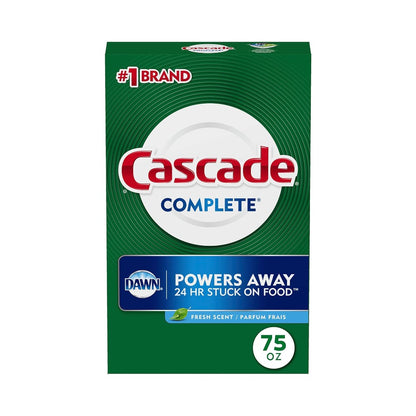 Cascade Complete Powder Dishwasher Detergent, Fresh Scent 75oz (2.12kg)