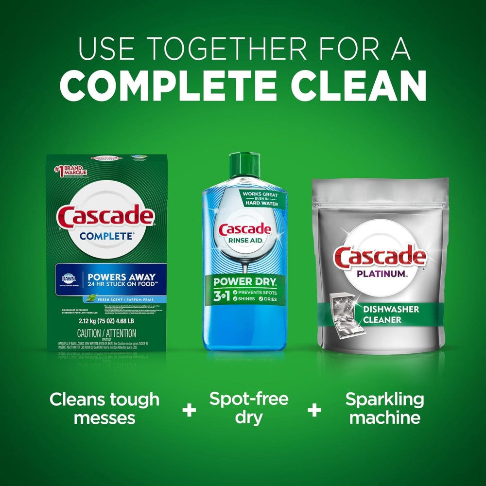 Cascade Complete Powder Dishwasher Detergent, Fresh Scent 75oz (2.12kg)
