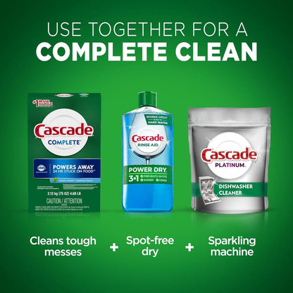 Cascade Complete Powder Dishwasher Detergent, Fresh Scent 75oz (2.12kg)