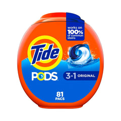 Tide PODS laundry detergent pacs 3-in-1 Stain Remover 81 Count, HE compatible, Original Scent