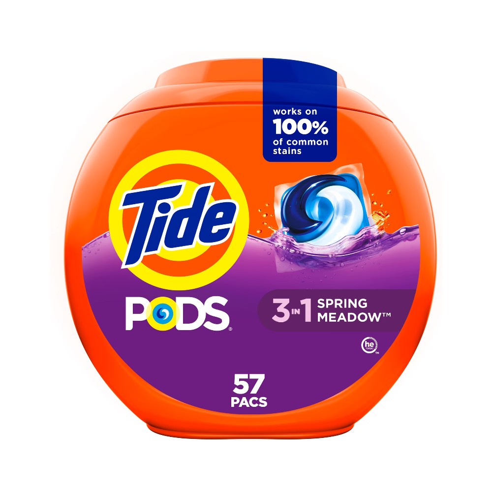 Tide PODS Laundry Detergent Soap Pacs, Spring Meadow Scent 57 Count