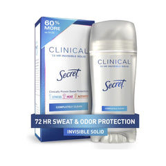 Secret Clinical Invisible Solid Antiperspirant and Deodorant Stick, Completely Clean 2.6oz (73g)