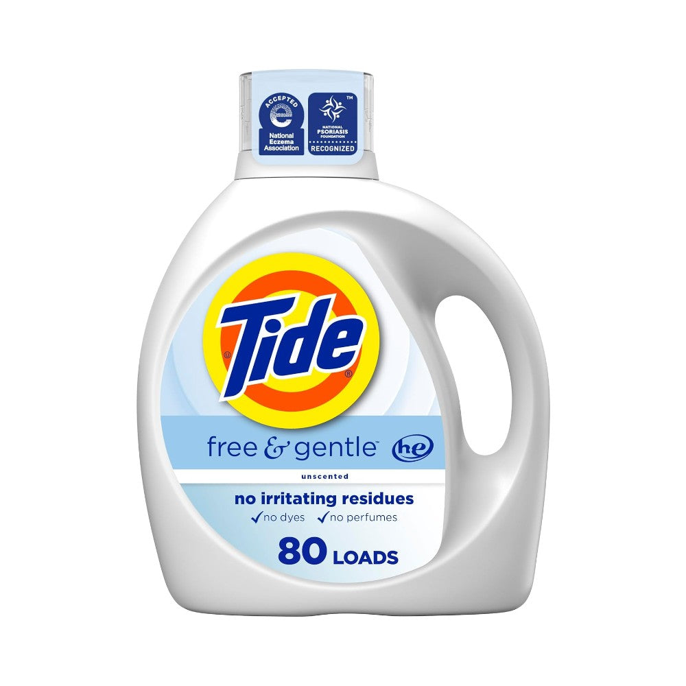 Tide Free & Gentle Laundry Detergent Liquid, 105 fl oz, 80 Loads