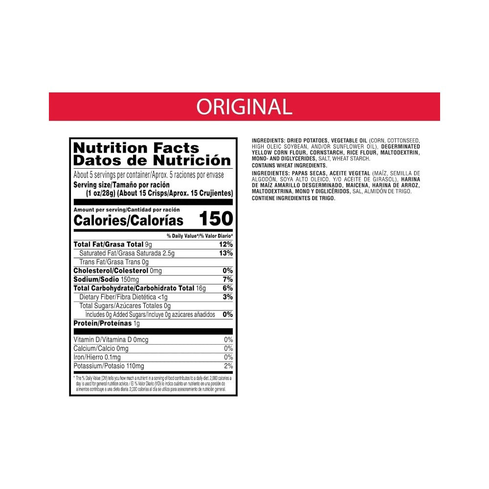Pringles Original Potato Crisps 5.2oz (149g)