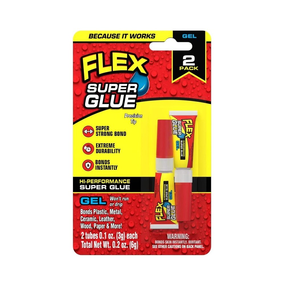 Flex Super Glue Gel 0.1oz (3g) 2 Pack