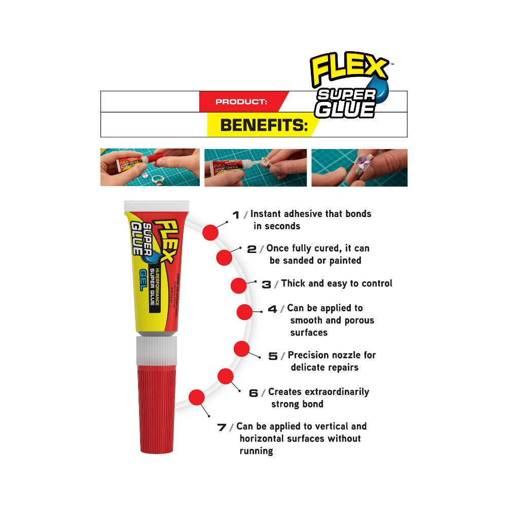 Flex Super Glue Gel 0.1oz (3g) 2 Pack
