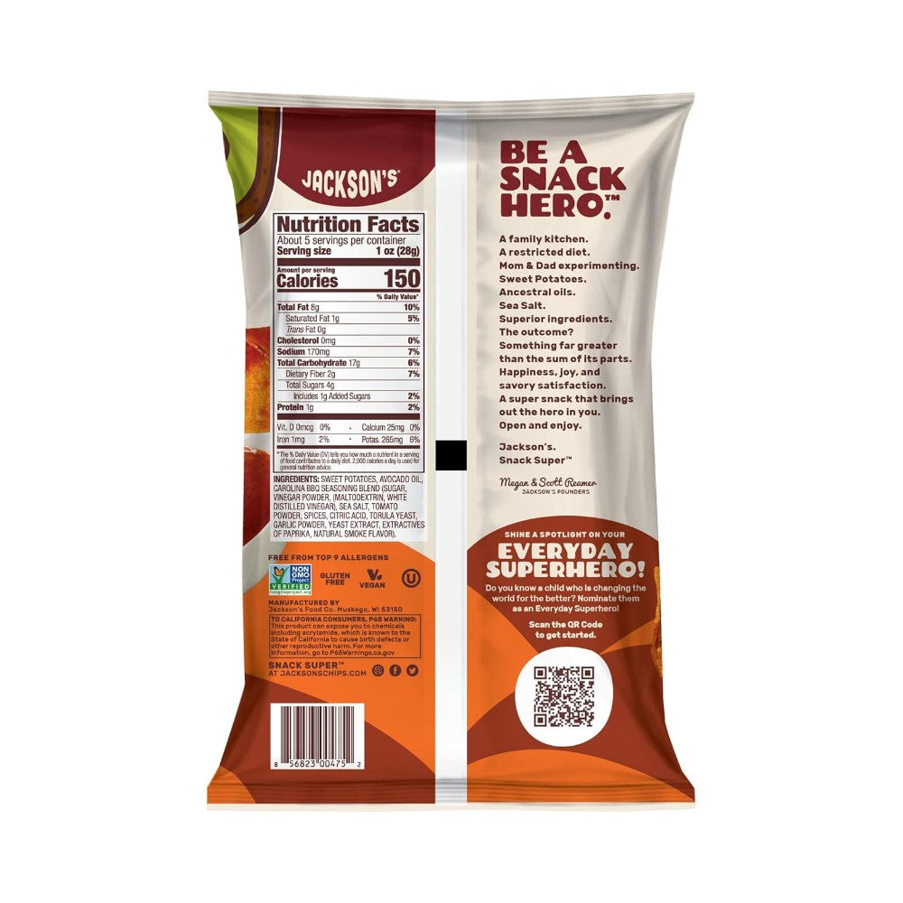 Jackson's Avocado Oil Sweet Potato Chips Carolina BBQ 5oz (142g)