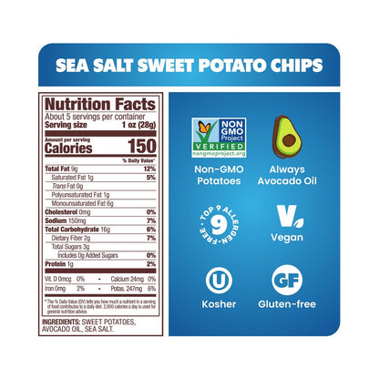 Jackson's Avocado Oil Sweet Potato Chips Sea Salt 5oz (142g)