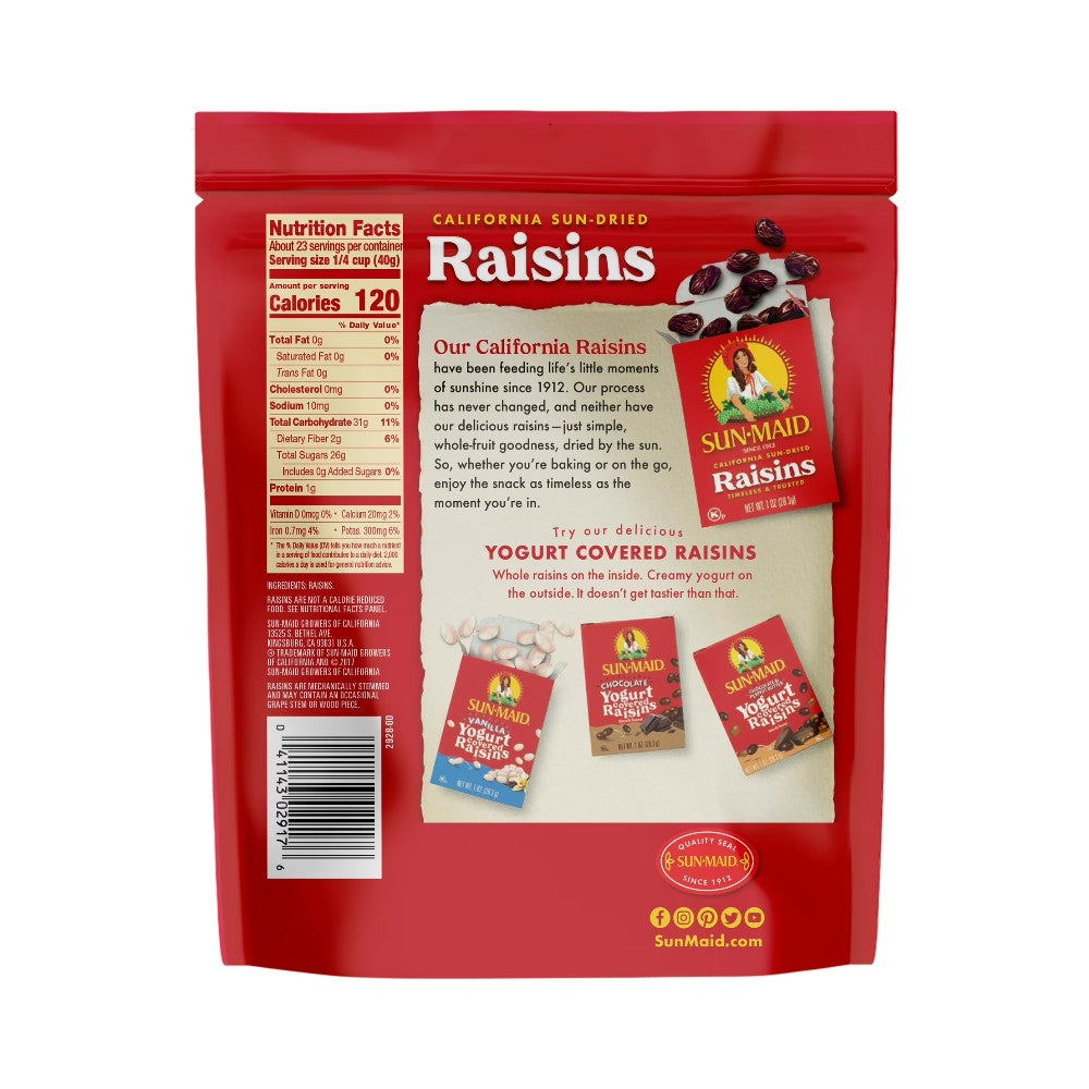 Sunmaid California Sun Dried Raisins Bag 32oz (907g)