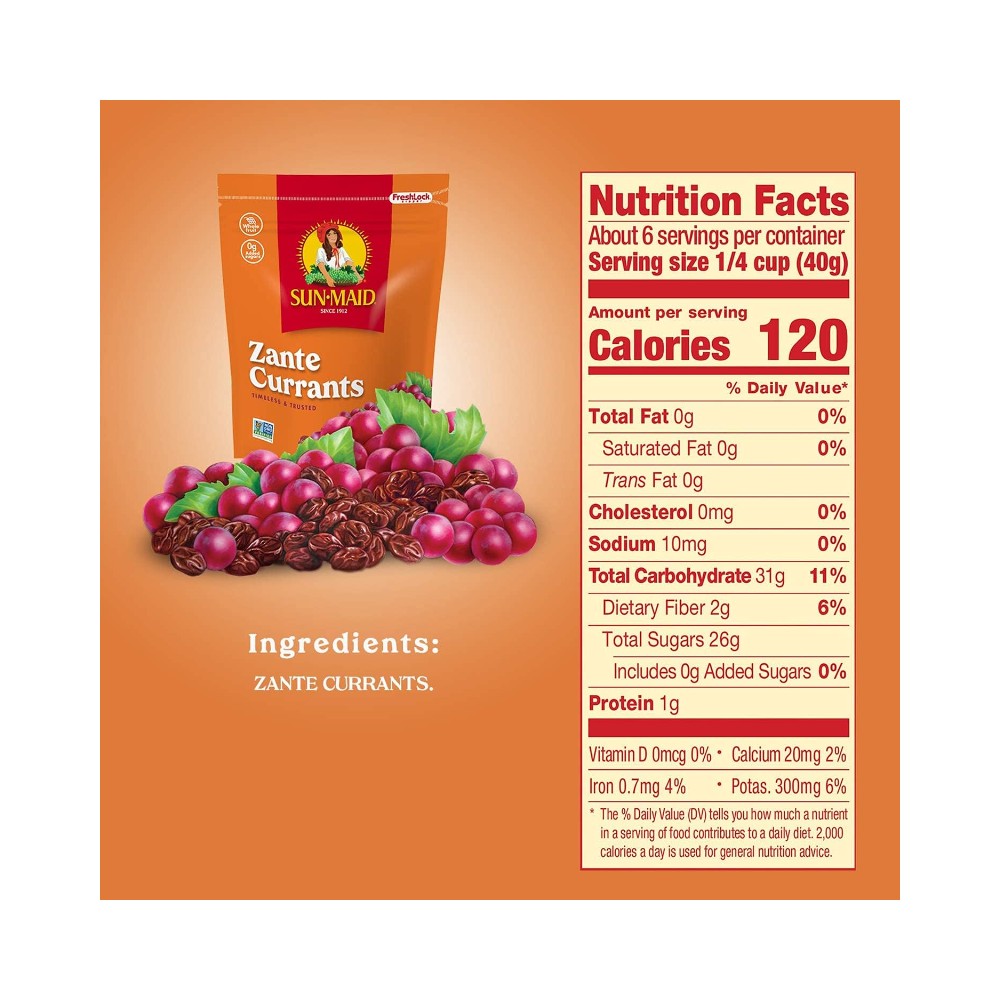 Sunmaid California Sun Dried Zante Currants Bag 8oz (227g)