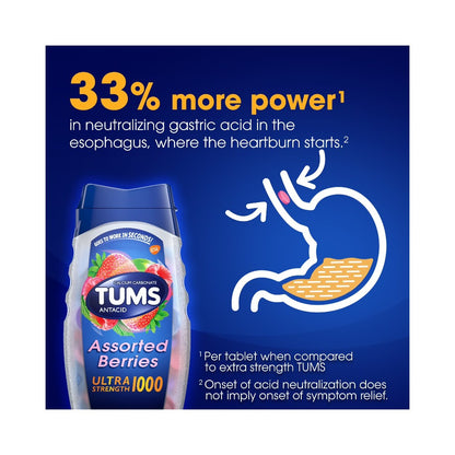 TUMS Ultra Strength Assorted Berries Antacid Chewable Tablets 160's