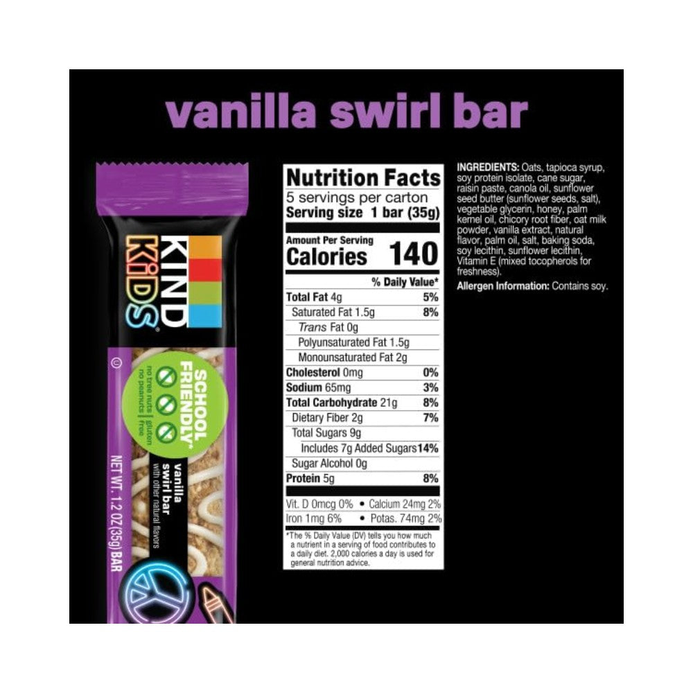 Kind Kids Vanilla Swirl Bar 1.2oz (35g) 5's