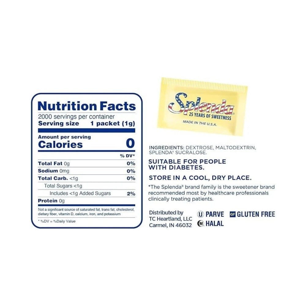Splenda Zero Calorie Sweetener Box 2000 Sachets