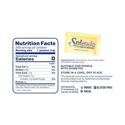 Splenda Zero Calorie Sweetener Box 2000 Sachets