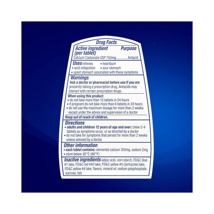 TUMS Antacid Chewable Tablets, Extra Strength for Heartburn Relief, Assorted Fruit, 96 count