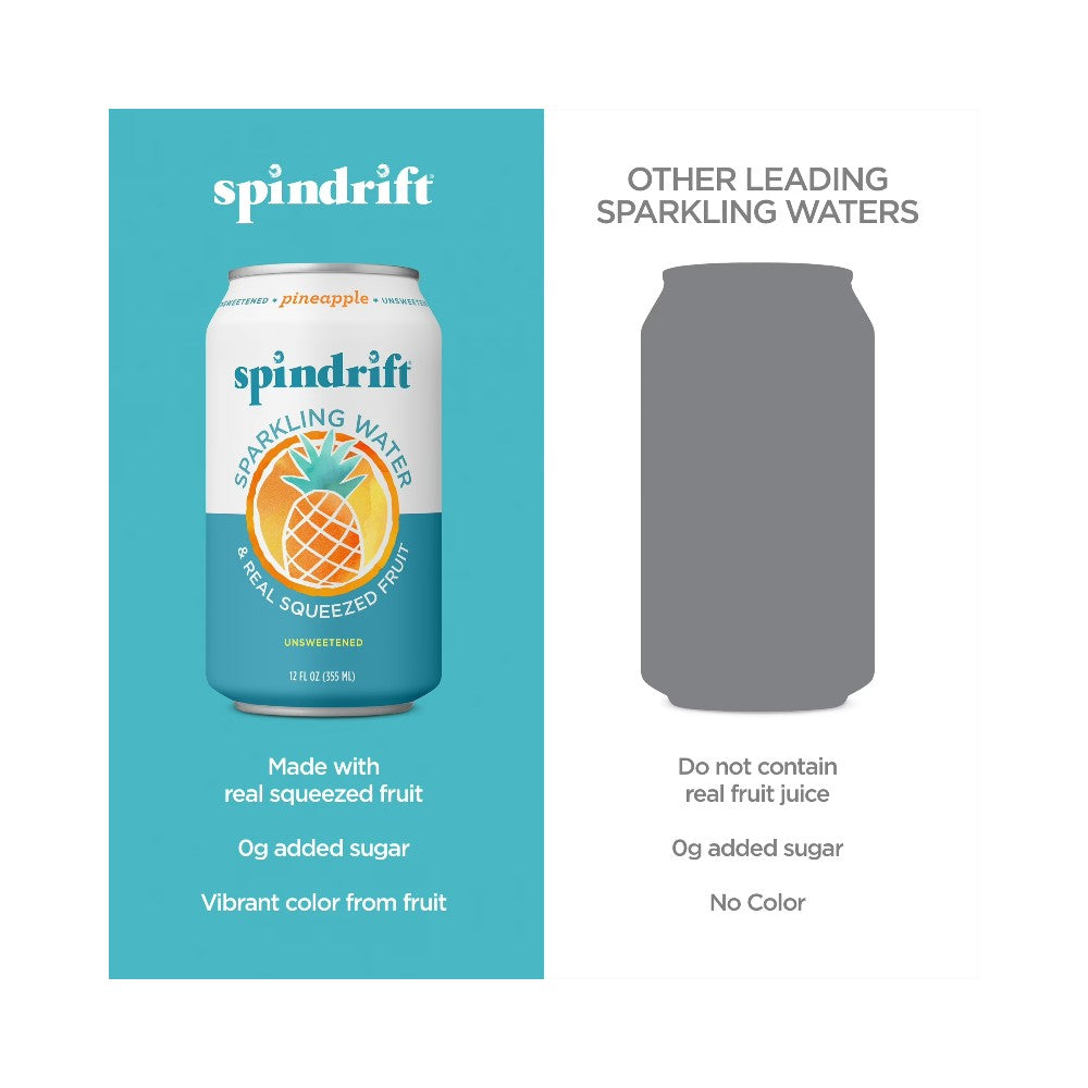 Spindrift Pineapple Flavoured Sparkling Water 12oz (355ml)