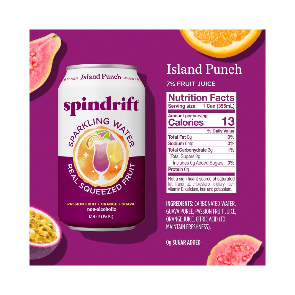 Spindrift Island Punch Flavoured Sparkling Water 12oz (355ml)