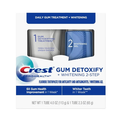 Crest Pro-Health Gum Detoxify Whitening 2 Step Fluoride Toothpaste for Anticavity Whitening Gel 4.0 and 2.3 oz