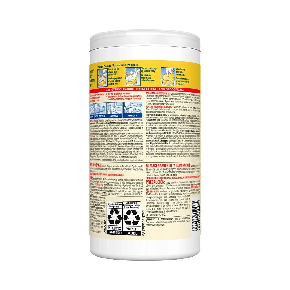 CloroxPro 75 Disinfecting Wipes - Lemon Fresh - Bleach Free