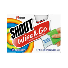 Shout Wipe & Go, Laundry Instant Stain Remover, 12 Wipes