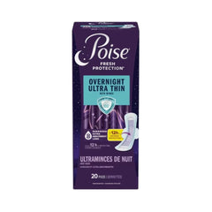 Poise Ultra-Thin with Wings Long Overnight Pad 20's