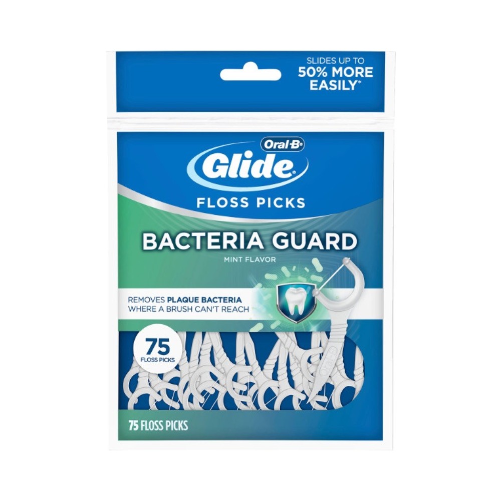 Oral-B Glide Bacteria Guard Mint Floss Picks - 75 Picks