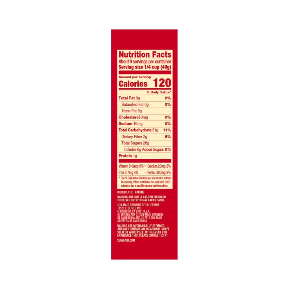 Sunmaid California Sun Dried Raisins Box 12oz (340g)