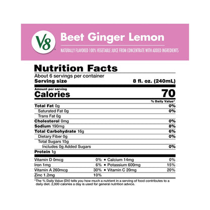 V8 Vegetable Juice Beet Ginger Lemon 46oz (1.36L)