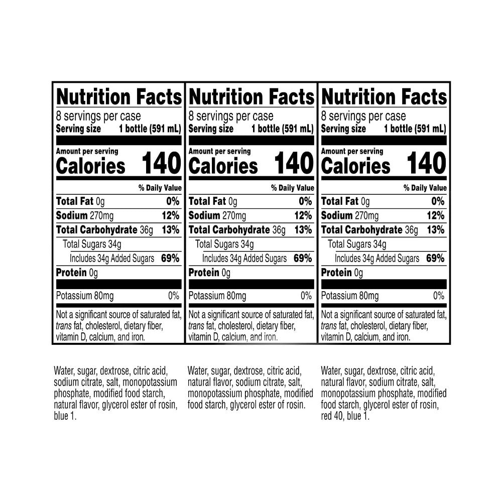 Gatorade Frost Variety Pack Glacier Cherry, Glacier Freeze, and Riptide Rush - 8 of each (24 Total) 20oz Bottles