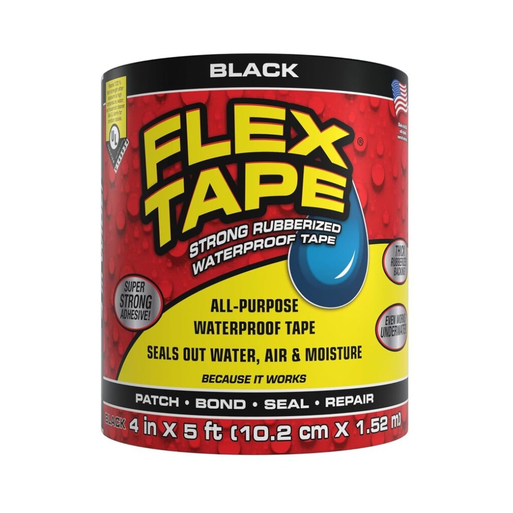 Flex Tape Strong Rubberized Waterproof Tape (10.2 cm x 1.52m) in Black