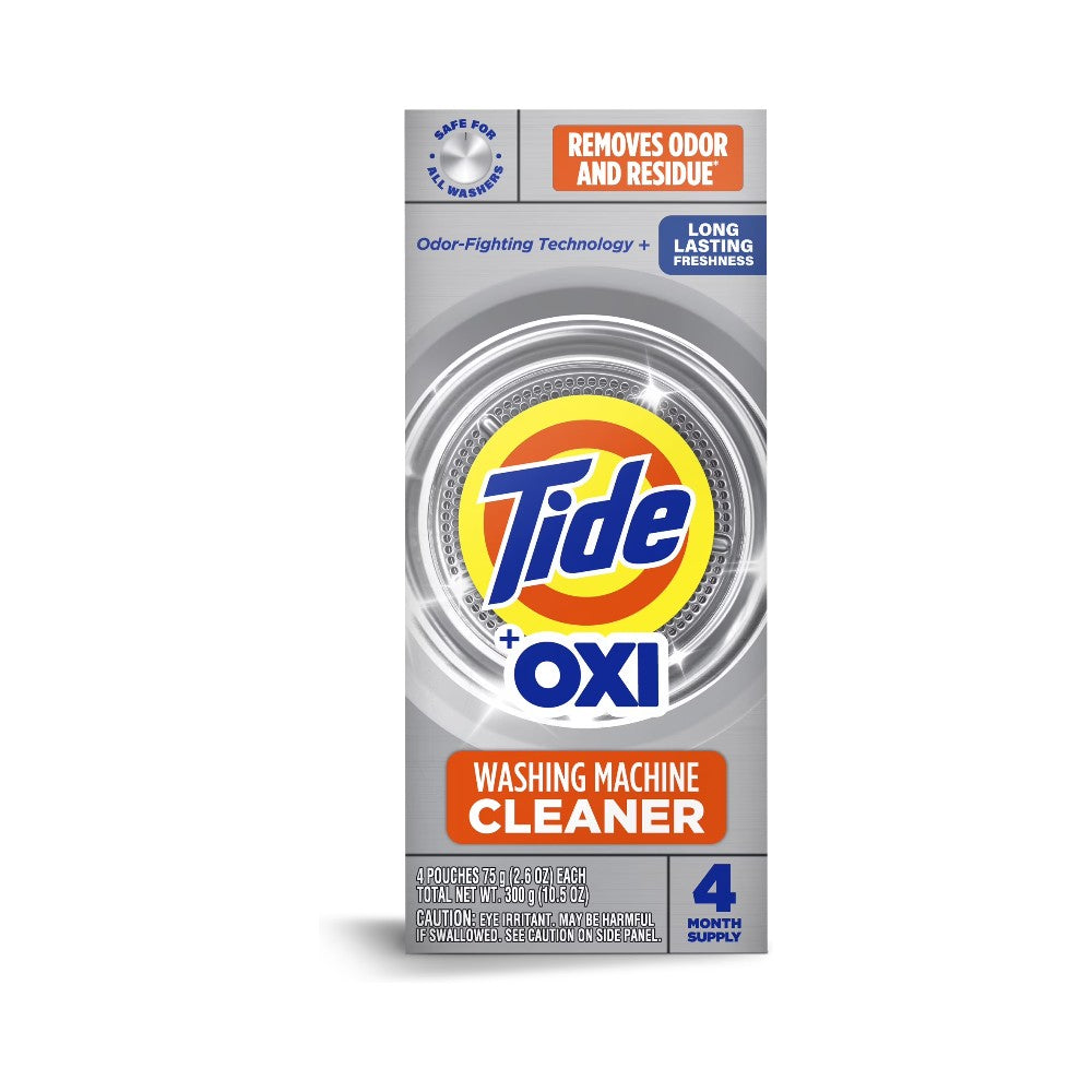 Tide Washing Machine Cleaner with Oxi Powder, Odor Eliminator and Washer Residue Remover 4 Count
