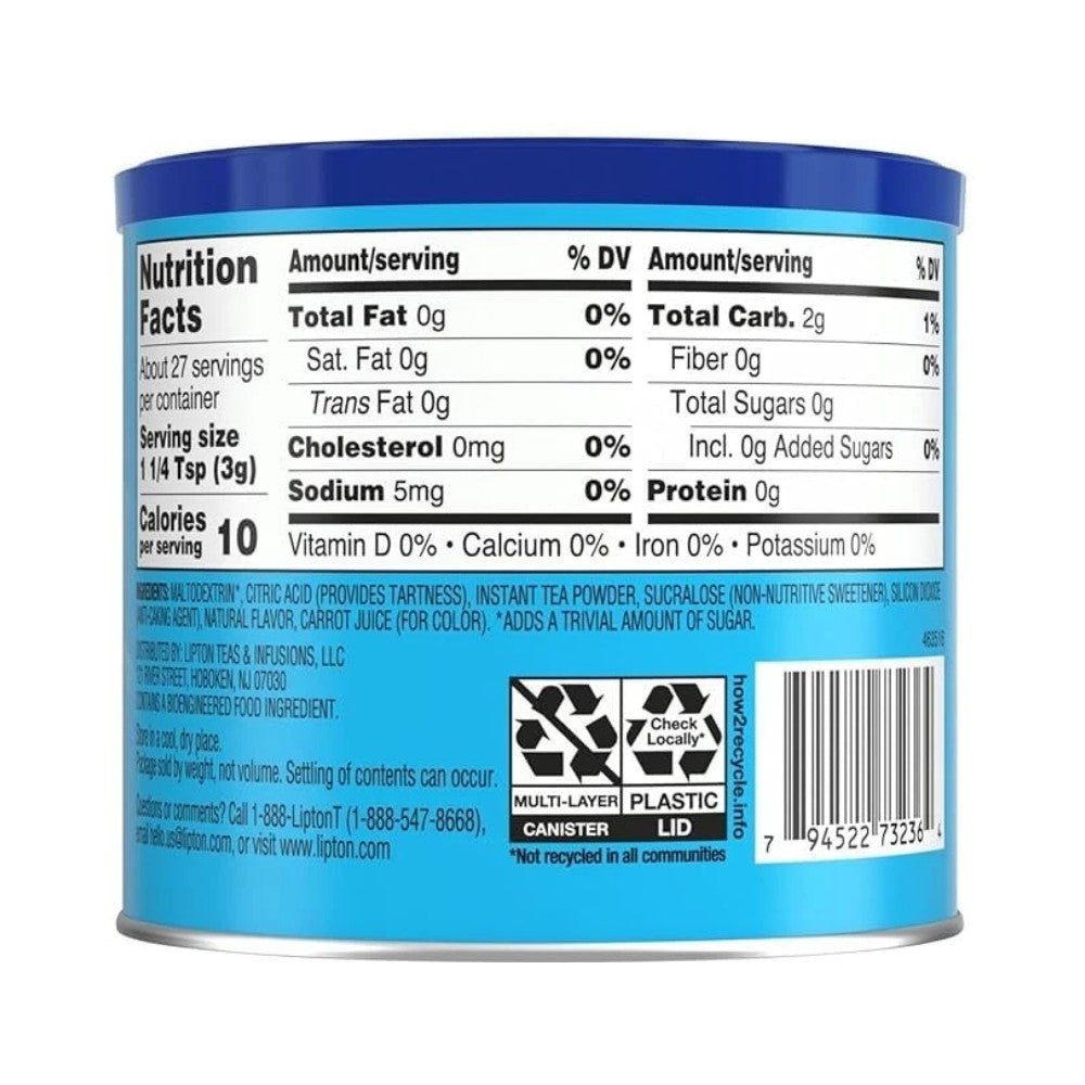 Lipton Raspberry Ice Tea Granules Zero Sugar 2.9oz (82g)