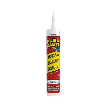 Flex Paste - Super Thick Rubber Spreadable Paste in White 270ml (9oz) Cartridge Sealant