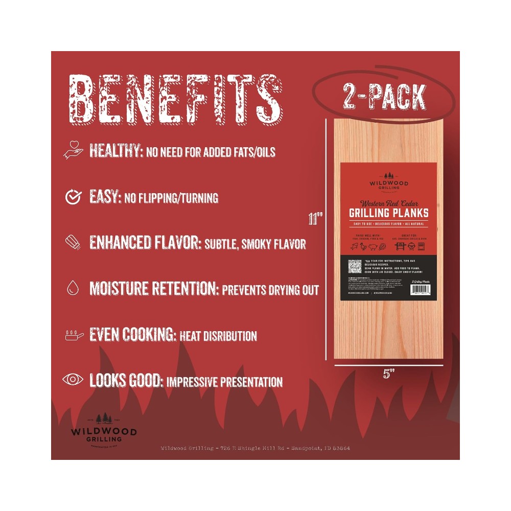 Wildwood Cedar Grilling Planks 5x11in 2pk