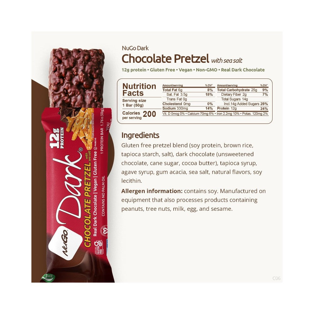 NuGo Dark - Chocolate Pretzel Protein Bar 1.76oz (50g)