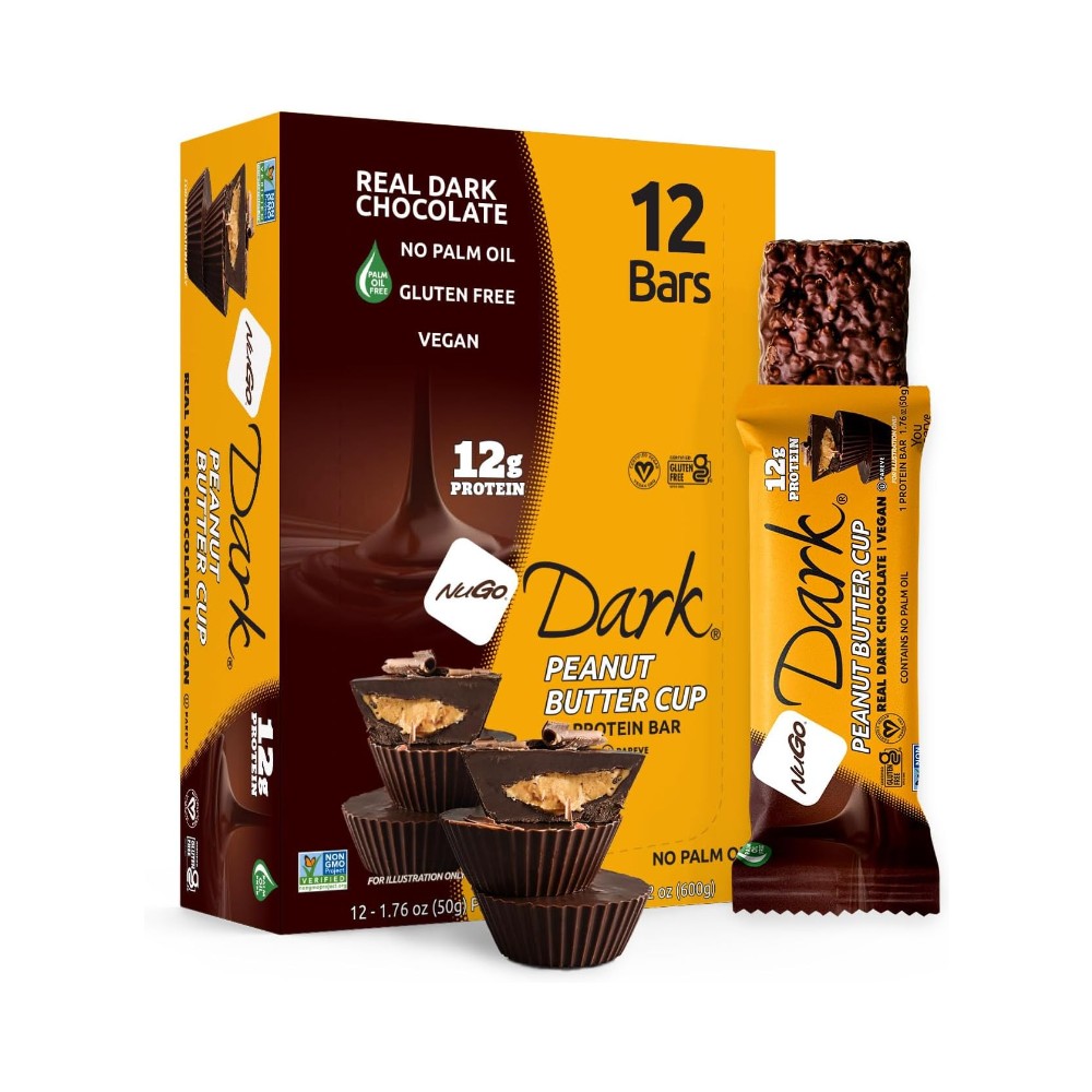 NuGo Dark -  Peanut Butter Cup Protein Bar 1.76oz (50g) - Pack of 12