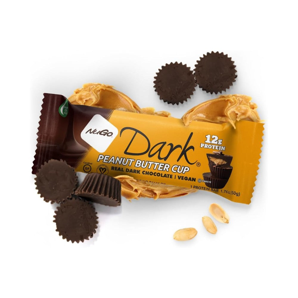 NuGo Dark -  Peanut Butter Cup Protein Bar 1.76oz (50g) - Pack of 12