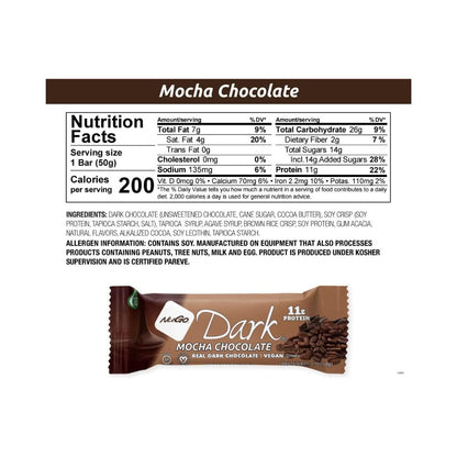 NuGo Dark - Mocha Chocolate Protein Bar 1.76oz (50g)