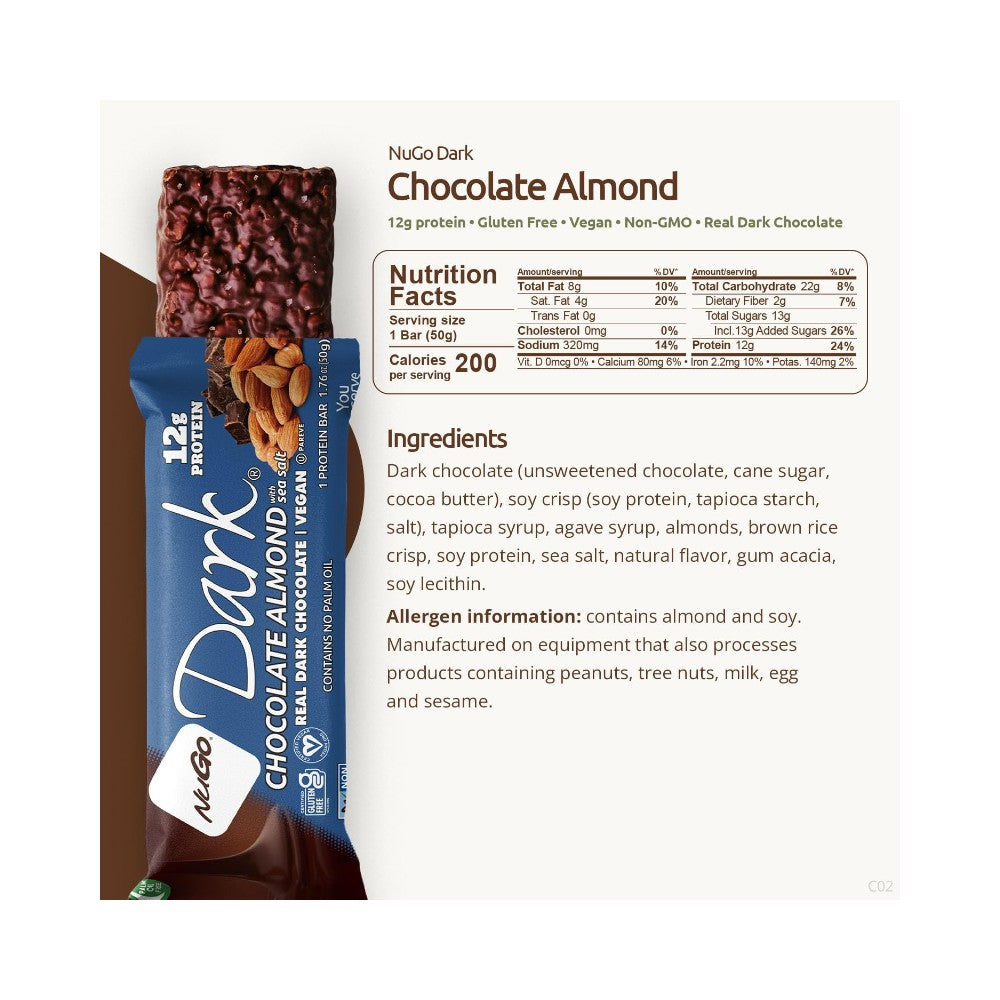 NuGo Dark - Chocolate Almond with Sea Salt Protein Bar - 1.76oz (50g)