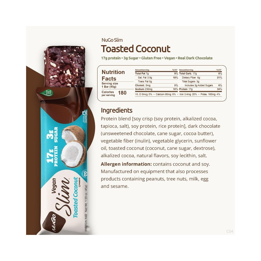 NuGo Slim - Crunchy Toasted Coconut Protein Bar 1.59oz (45g)