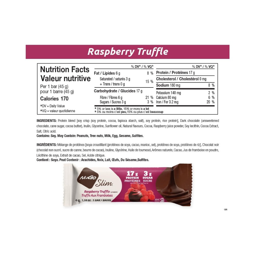 NuGo Slim - Raspberry Truffle Protein Bar 1.59oz (45g)