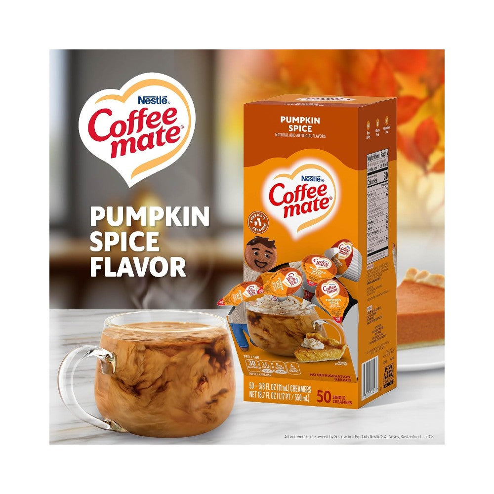 Coffee Mate - Pumpkin Spice Single Serve Creamer 0.38oz (11ml) 50 Count