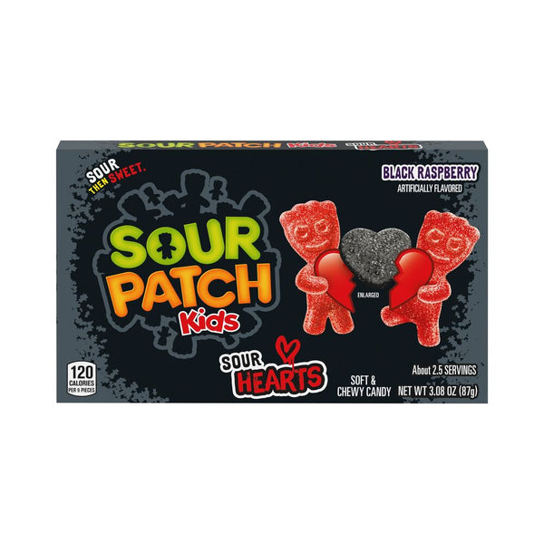 SOUR PATCH KIDS Sour Hearts Black Raspberry Soft & Chewy Candy, Valent ...