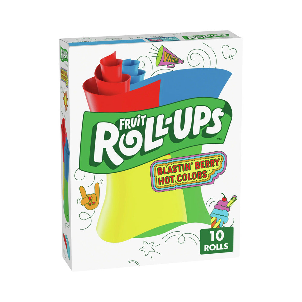 Fruit Roll-Ups Fruit Flavored Snacks, Blastin' Berry Hot Colors, 10 ct 5oz (141g)